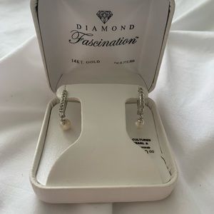 Diamond hoop earrings- 14k gold